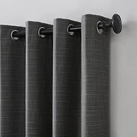 Sun Zero Kline Burlap Weave Thermal Extreme Grommet Top Energy Saving 100% Blackout Single Curtain Panel