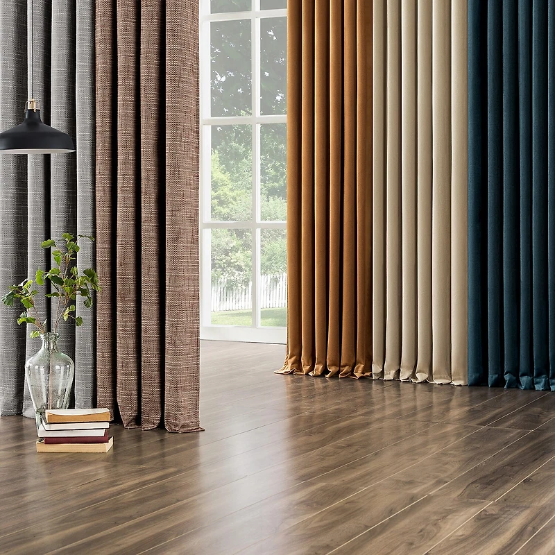 Sun Zero Kline Burlap Weave Thermal Extreme Grommet Top Energy Saving 100% Blackout Single Curtain Panel