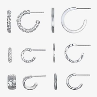 Bijoux Bar Delicates Silver Tone Womens 6 Pair Earring Set