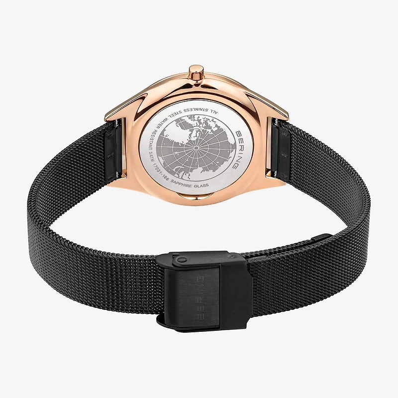 Bering Womens Black Stainless Steel Bracelet Watch 17031-166