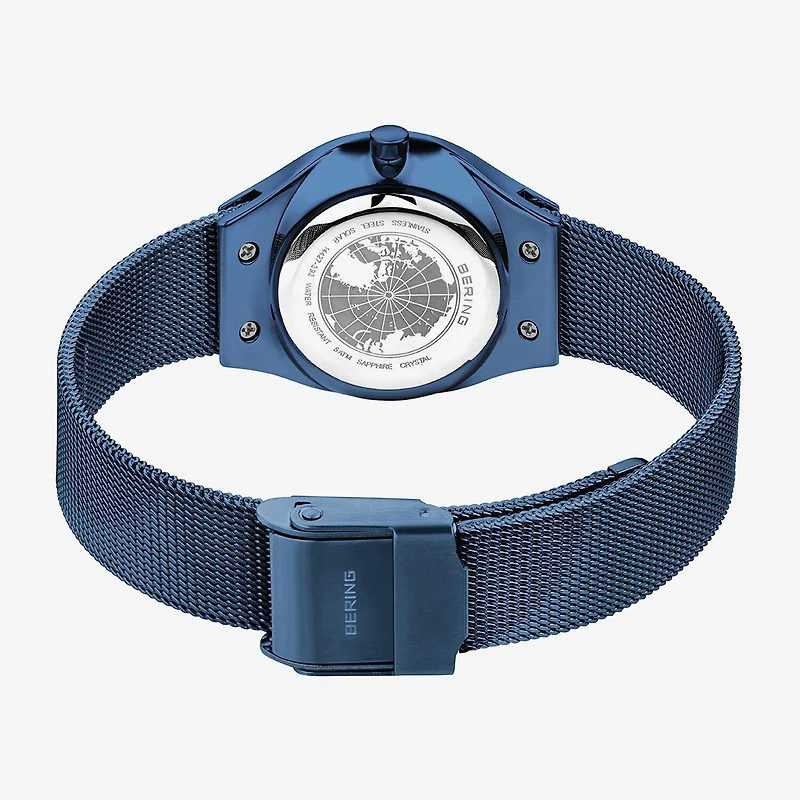 Bering Solar Womens Blue Mesh Bracelet Watch-14427-393