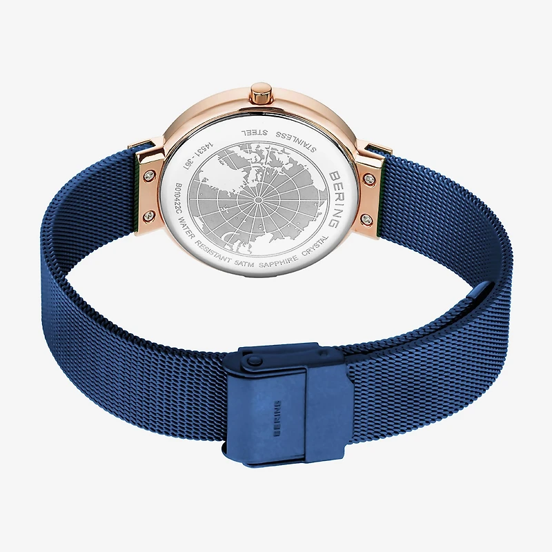 Bering Womens Blue Stainless Steel Bracelet Watch -367