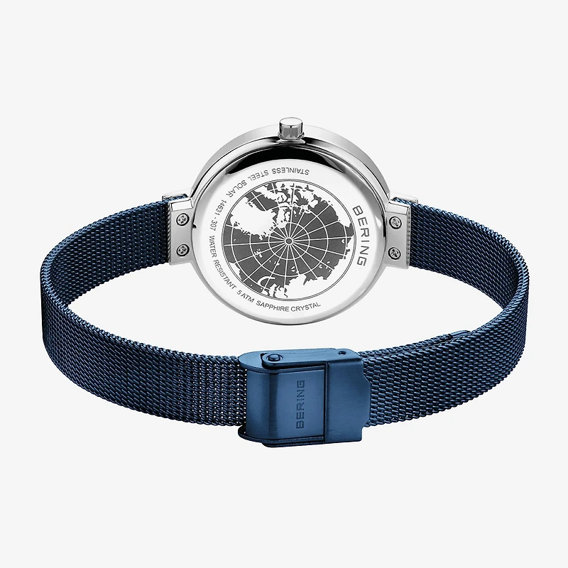 Bering Womens Blue Stainless Steel Bracelet Watch 14631-307