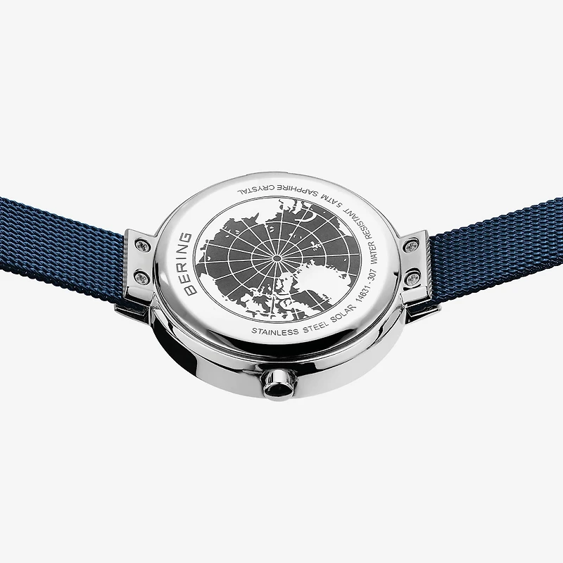 Bering Womens Blue Stainless Steel Bracelet Watch 14631-307