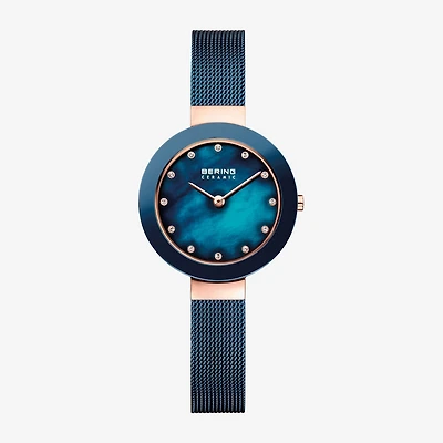 Bering Womens Blue Stainless Steel Bracelet Watch 11429-367