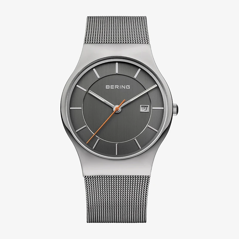 Bering Mens Gray Stainless Steel Bracelet Watch 11938-007