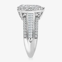 (I / I1) Womens 2 CT. T.W. Lab Grown White Diamond 10K Gold Pear Side Stone Engagement Ring