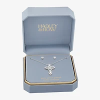 HADLEY & ROW Womens Cubic Zirconia Pure Silver Over Brass Cross 2-pc. Jewelry Set