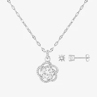 HADLEY & ROW Womens Cubic Zirconia Pure Silver Over Brass 2-pc. Jewelry Set