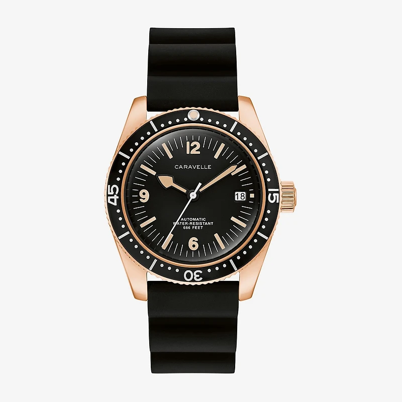 Caravelle Designed By Bulova Mens Black Strap Watch 44b130