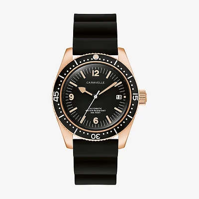 Caravelle Designed By Bulova Mens Black Strap Watch 44b130