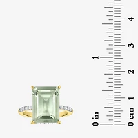 Womens Genuine Amethyst 14K Gold Over Silver Side Stone Cocktail Ring