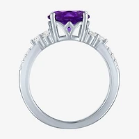 Gemstone Sterling Silver Oval Side Stone Cocktail Ring