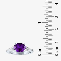 Gemstone Sterling Silver Oval Side Stone Cocktail Ring