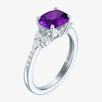 Gemstone Sterling Silver Oval Side Stone Cocktail Ring