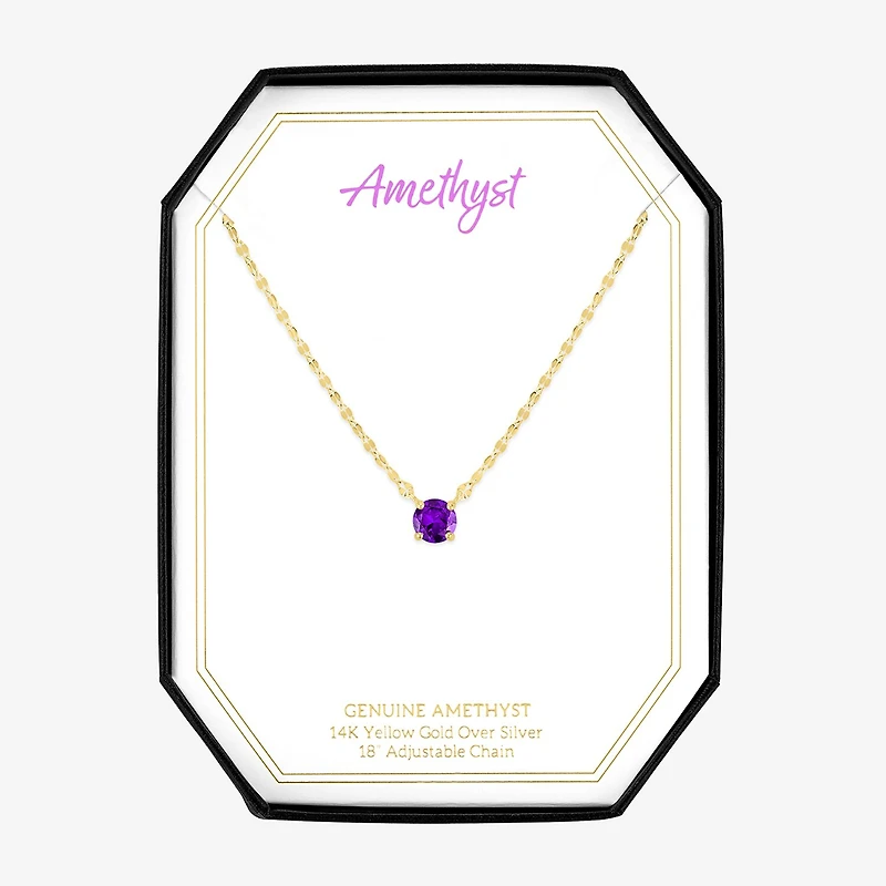 Gemstone 14K Gold Over Silver Round 18 Inch Pendant Necklace