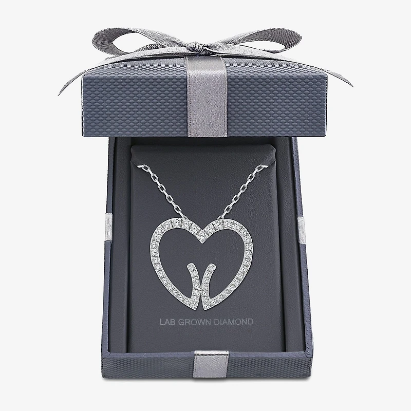 Grown Gorgeous (F, Vs2) Womens 1/2 CT. T.W. Lab White Diamond 14K Gold Heart 18 Inch Pendant Necklace