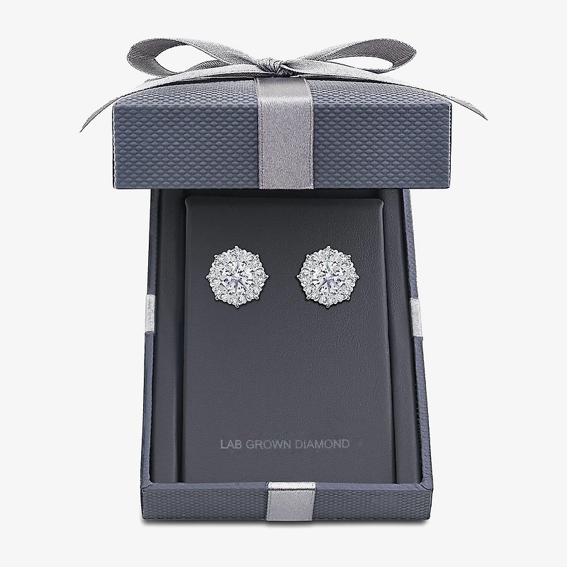 Grown Gorgeous (F,Vs2) 2 1/10 CT. T.W. Lab White Diamond 14K Gold 10.2mm Round Stud Earrings