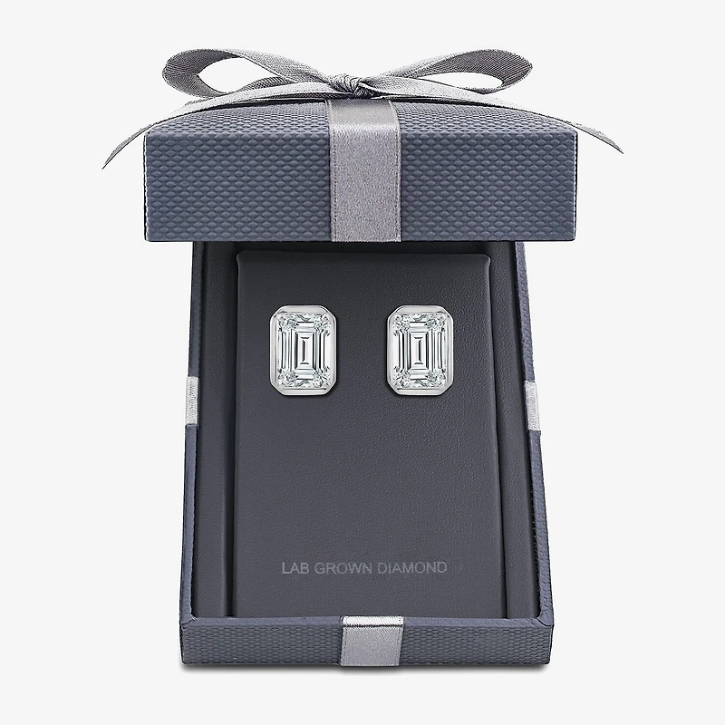 Grown Gorgeous (F,Vs2) 2 1/4 CT. T.W. Lab-Grown Diamond 14K Gold 8.8mm Emerald-cut Stud Earrings