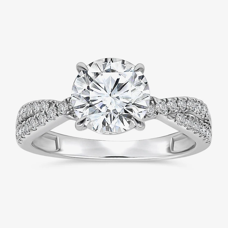 I, Si2 Womens 2 1/4 CT. T.W. Lab Grown White Diamond 10K Gold Round Side Stone Bypass Engagement Ring