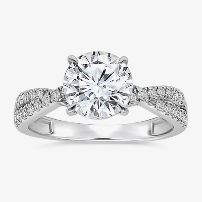I, Si2 Womens 2 1/4 CT. T.W. Lab Grown White Diamond 10K Gold Round Side Stone Bypass  Engagement Ring