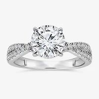 I, Si2 Womens 2 1/4 CT. T.W. Lab Grown White Diamond 10K Gold Round Side Stone Bypass  Engagement Ring