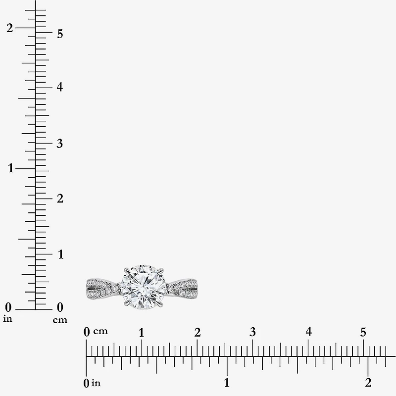 I, Si2 Womens 2 1/4 CT. T.W. Lab Grown White Diamond 10K Gold Round Side Stone Bypass Engagement Ring