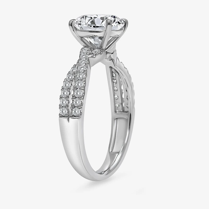 I, Si2 Womens 2 1/4 CT. T.W. Lab Grown White Diamond 10K Gold Round Side Stone Bypass Engagement Ring