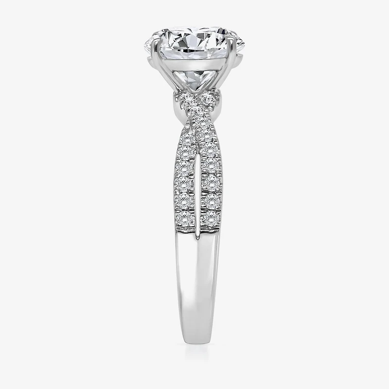 I, Si2 Womens 2 1/4 CT. T.W. Lab Grown White Diamond 10K Gold Round Side Stone Bypass Engagement Ring