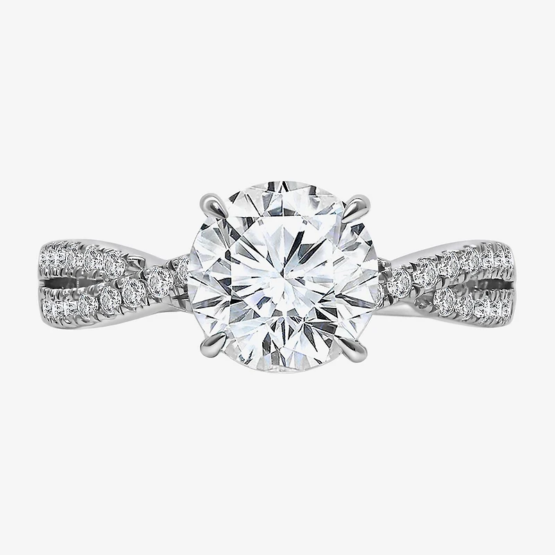 I, Si2 Womens 2 1/4 CT. T.W. Lab Grown White Diamond 10K Gold Round Side Stone Bypass Engagement Ring