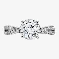 I, Si2 Womens 2 1/4 CT. T.W. Lab Grown White Diamond 10K Gold Round Side Stone Bypass  Engagement Ring