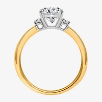 (I / Si2) Womens 2 1/10 CT. T.W. Lab Grown White Diamond 10K Gold Round 3-Stone Engagement Ring