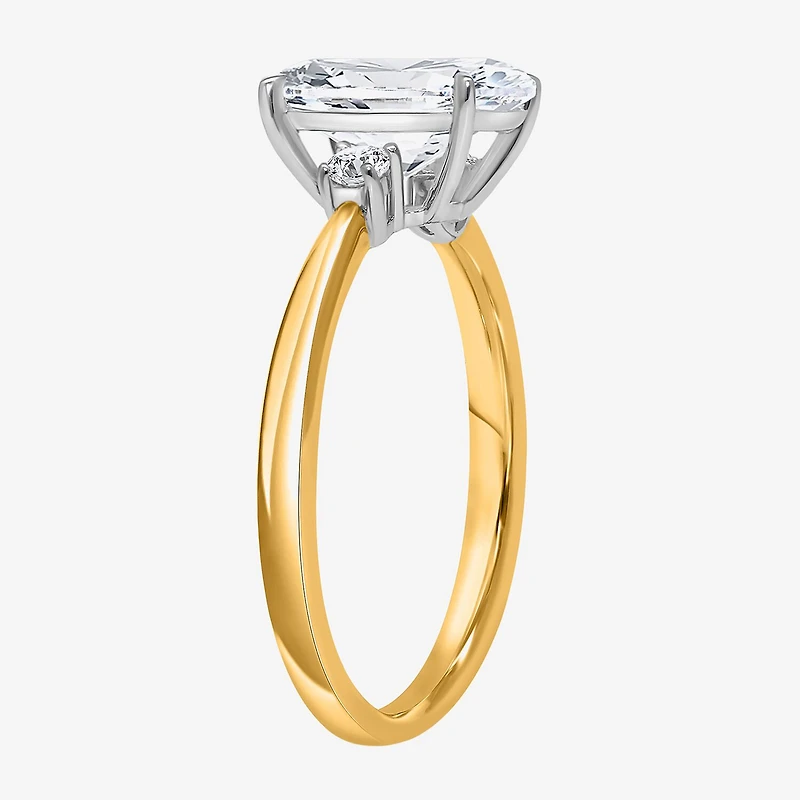 (I / Si2) Womens 2 1/10 CT. T.W. Lab Grown White Diamond 10K Gold Round 3-Stone Engagement Ring