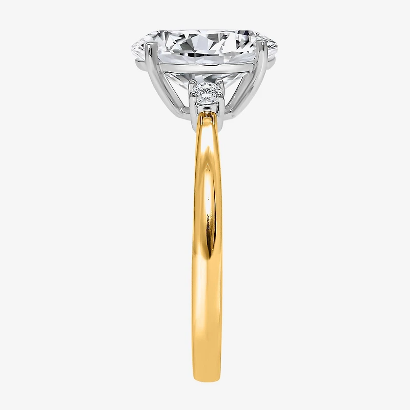 (I / Si2) Womens 2 1/10 CT. T.W. Lab Grown White Diamond 10K Gold Round 3-Stone Engagement Ring