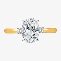 (I / Si2) Womens 2 1/10 CT. T.W. Lab Grown White Diamond 10K Gold Round 3-Stone Engagement Ring