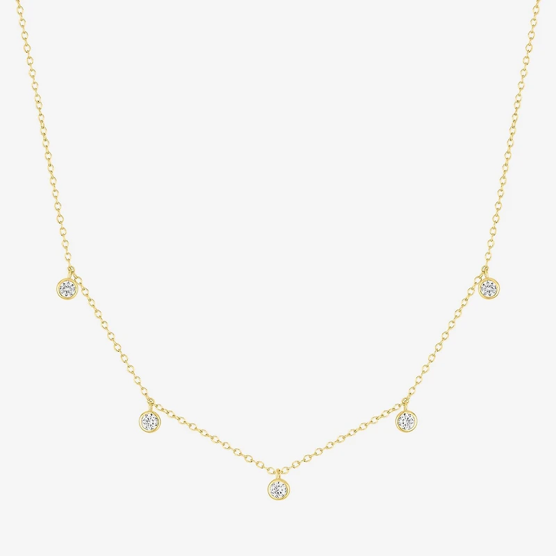 Yes, Please! Womens White Sapphire 14K Gold Over Silver 18 Inch Strand Necklace