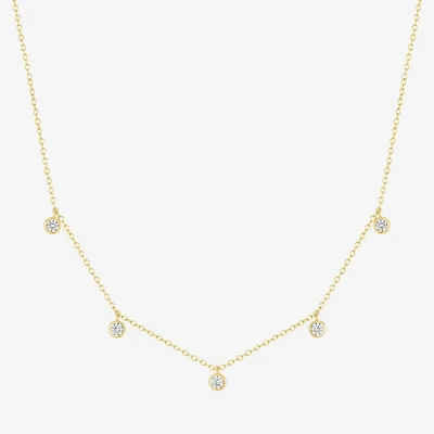 Yes, Please! Womens White Sapphire 14K Gold Over Silver 18 Inch Strand Necklace