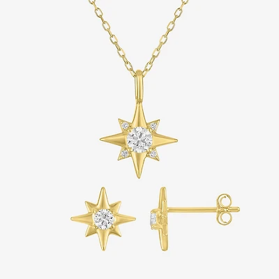Yes, Please! Womens Lab Created White Sapphire 14K Gold Over Silver Star 2-pc. Jewelry Set