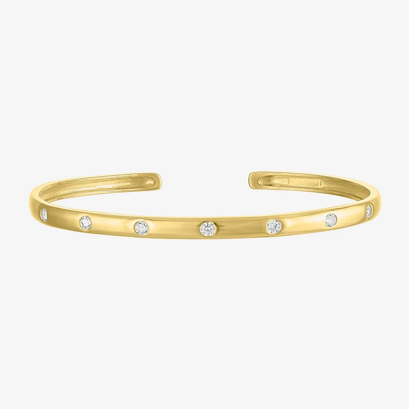 Yes, Please! Womens White Sapphire 14K Gold Over Silver Cuff Bracelet