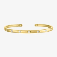 Yes, Please! Womens White Sapphire 14K Gold Over Silver Cuff Bracelet