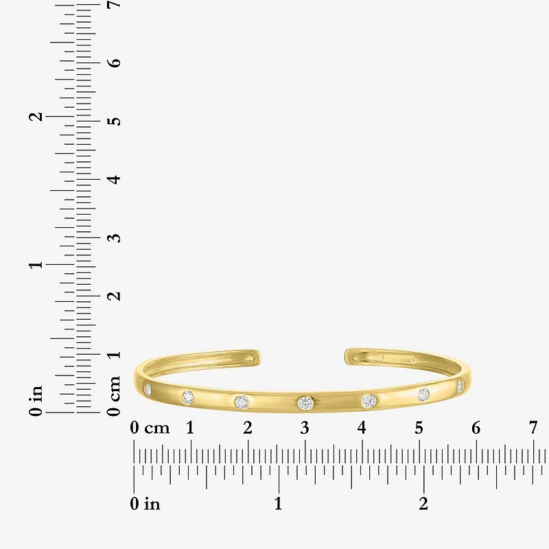 Yes, Please! Womens White Sapphire 14K Gold Over Silver Cuff Bracelet