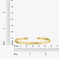 Yes, Please! Womens White Sapphire 14K Gold Over Silver Cuff Bracelet