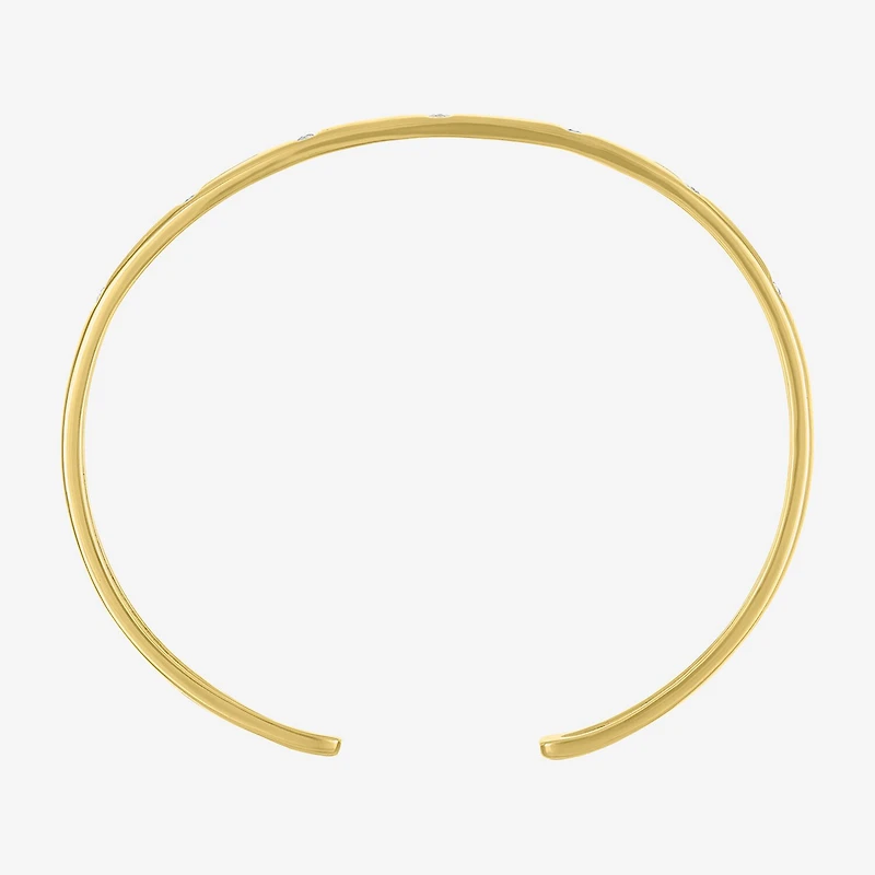 Yes, Please! Womens White Sapphire 14K Gold Over Silver Cuff Bracelet