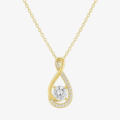 Yes, Please! Womens Lab Created White Sapphire Sterling Silver Round Pendant