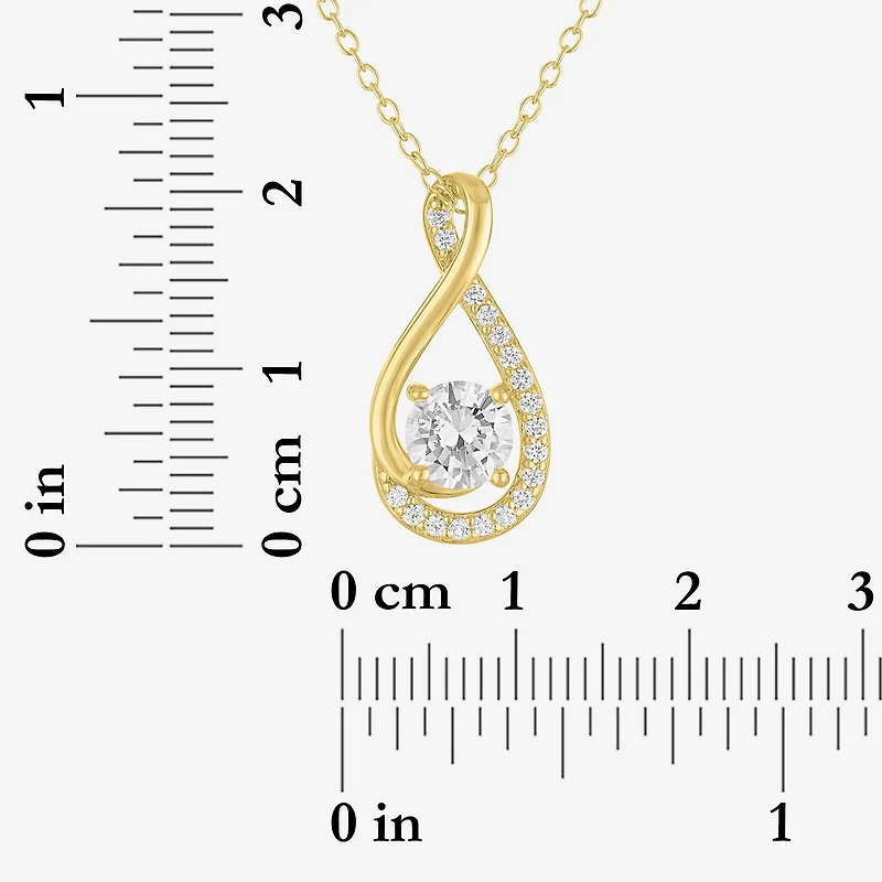 Yes, Please! Womens Lab Created White Sapphire Sterling Silver Round Pendant