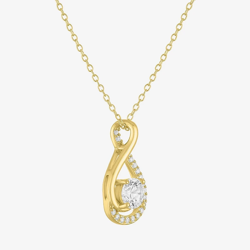 Yes, Please! Womens Lab Created White Sapphire Sterling Silver Round Pendant