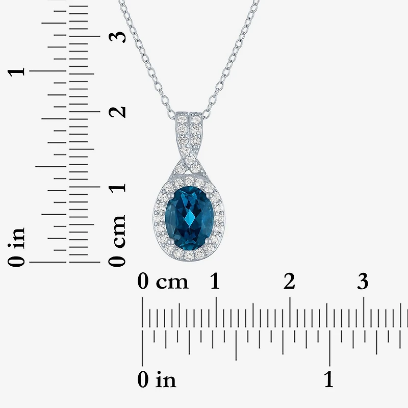 Yes, Please! Womens Genuine Blue Topaz Sterling Silver Pendant