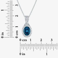 Yes, Please! Womens Genuine Blue Topaz Sterling Silver Pendant