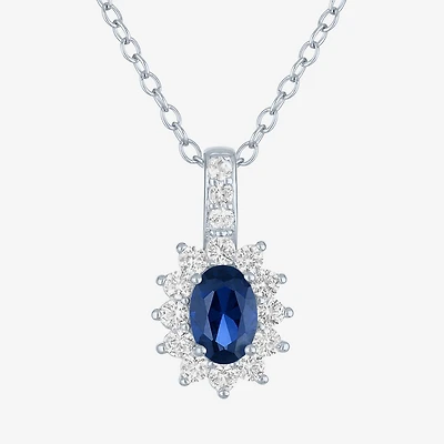 Yes, Please! Womens Lab Created Blue Sapphire Sterling Silver 18 Inch Pendant Necklace