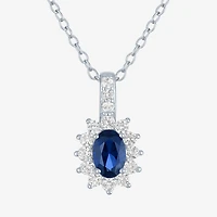 Yes, Please! Womens Lab Created Blue Sapphire Sterling Silver 18 Inch Pendant Necklace